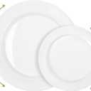 SETUP 100-Piece White Plastic Dinnerware Set – 50 10.25" Dinner & 50 7.5" Salad Plates – Heavy-Duty Disposable for Weddings, Catering, Parties