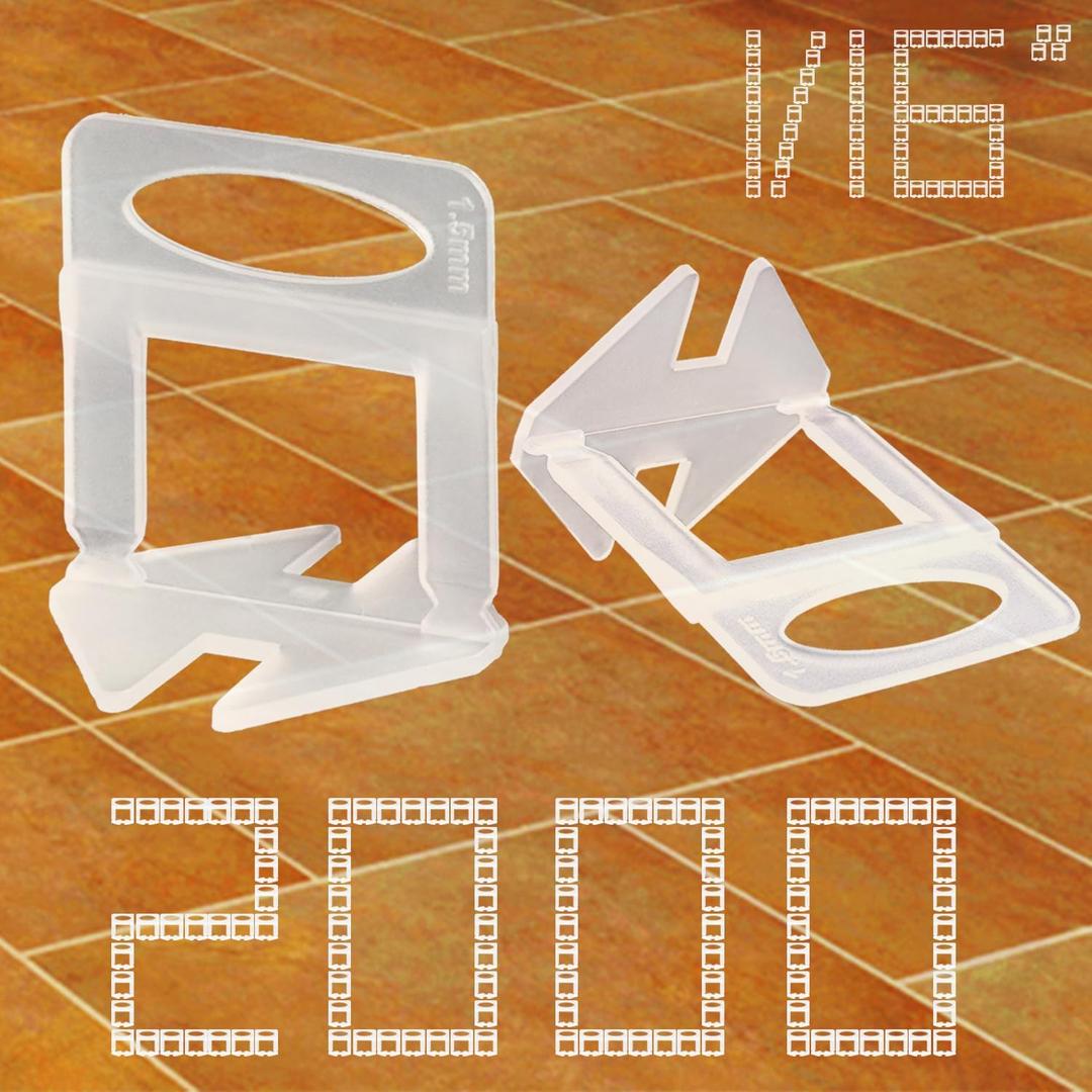 Tile Leveling System Clips 1/16" Tile Leveler Clips 1/16 tile spacer 1.5mm tile clips DIY Tile Leveler Spacers 2000 Pcs for Professional Ceramic Tile and Stone Installation