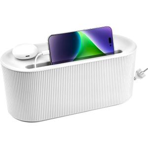 Cable Management Box,Desk Cord Organizer with Groove Cover,Plastic Cord Hider Box,Large Cable Box Organizer,Power Socket Management for TV/Computer/Router/Games Console Cable Storage (White)