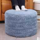 Asuprui Round Footstool Ottoman, 20x14 Inches Multi-Functional Modern Foot Stool,Floor Poufs, Sofa Footrest Extra Seating for Living Room, Entryway, Hallways and Bedrooms (Blue)