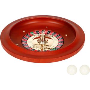 Wooden Roulette Wheel, 11 inch Solid Wood Casino Roulette Wheels for Adults, Professional Roulette Board for Home Game Night Party (Red)