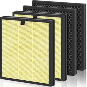 AP303 AP304 Replacement Filters, Compatible with DAYETTE FRESHDEW Air Purifier AP303/AP304, H14 HEPA Filter with Activated Carbon, 4 Pack (Pet Filter)