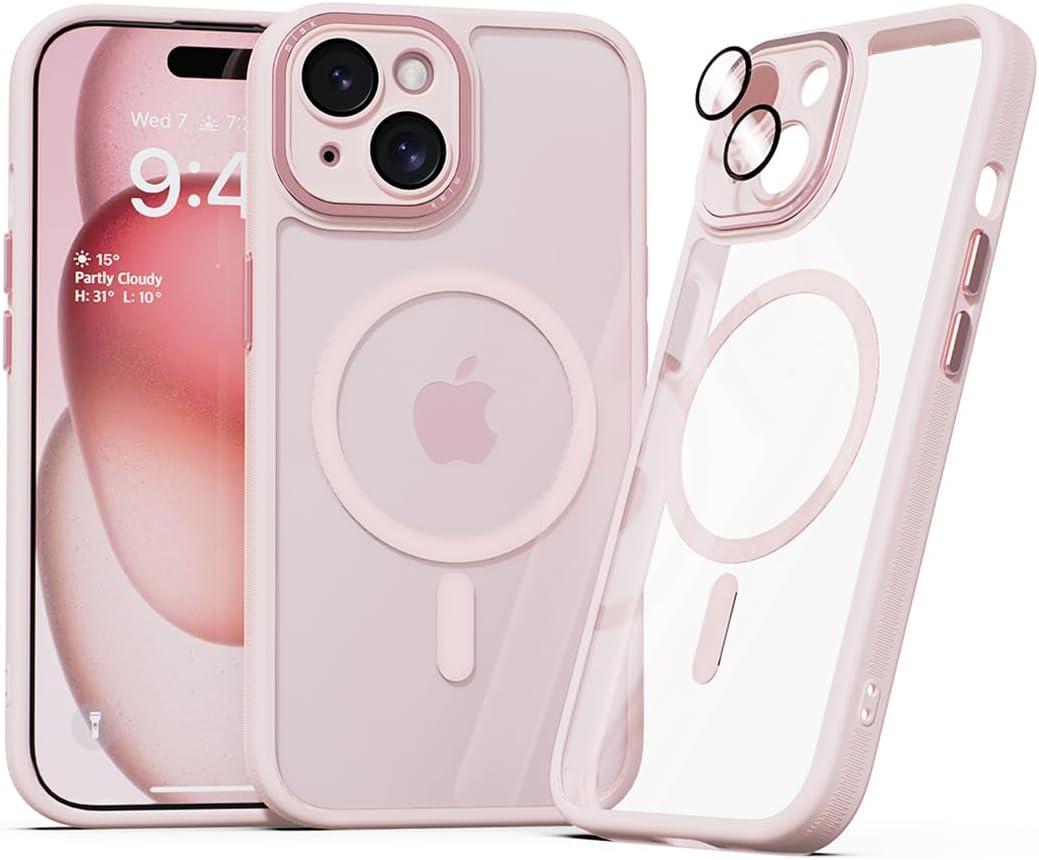 miak for iPhone 15 Plus Case, Strong Magnetic Compatible with MagSafe, Camera Lens Full Cover Case, Pink