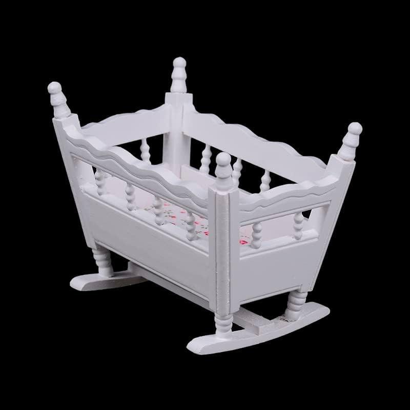 1:12 mini Miniature Wooden Crib Cradle Bed for Bad Room DIY Scene Small House Home Furniture Craft Model Figurine Building