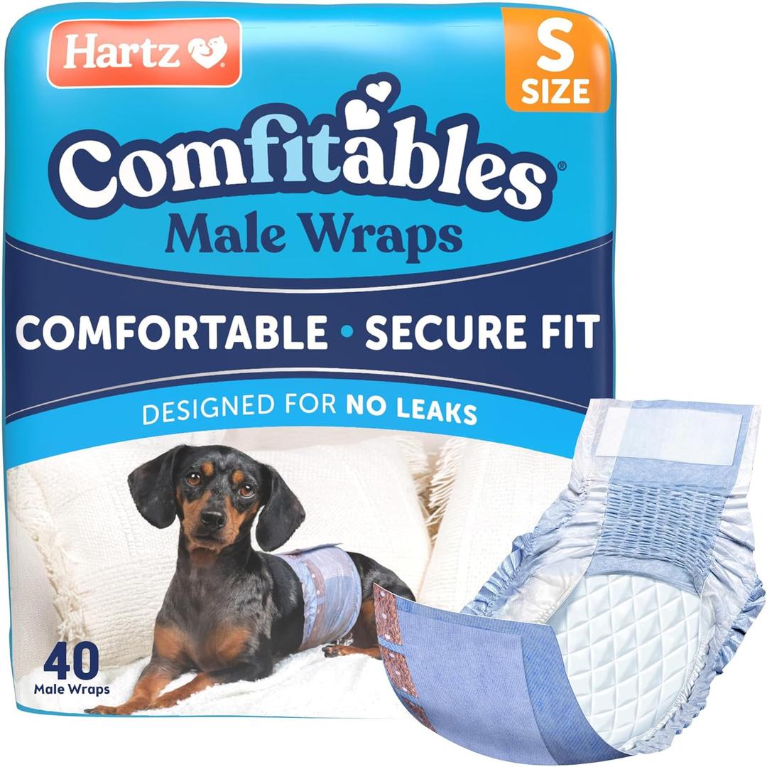Hartz Comfitables Disposable Male Dog Wraps with Stretchy Waistband, Small 40 Count