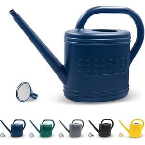2 Gallon Watering Can, Outdoor Watering Can for Plants, Garden Water Can with Removable Long Spout and Stainless Steel Sprinkler Head, Large Water Can for Greenhouse (Dark Blue, 2 Gallon)