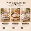 Instinct Basket for Cats, Handwoven Cotton Rope Cat Basket Bed with Toy Ball and Cat Ear Handles, Scratchable Breathable Round Woven Cat Basket for Indoor Cats (Medium,Army Green Basic)