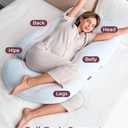 Momcozy Pregnancy Pillows for Sleeping, U Shaped Full Body Pillow for Pregnancy Women with Removable Jersey Cotton Cover, 57 Inch Maternity Pillow, Light Blue