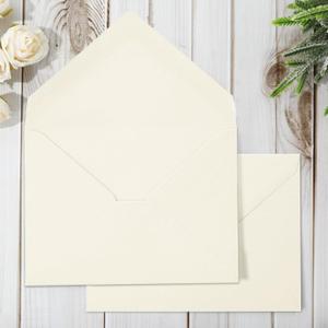 Whaline 50Pcs A7 Invitation Envelopes Set Ivory Greeting Card Envelope V-Flap Envelope Gift Cards Sleeve for Mailing Envelopes Sending Card, 7.3 x 5.3 Inch