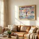 Framed Team Rules Canvas Wall Art Inspirational Positive Teamwork Wall Decor Picture Tree of Life Motivational Quote Sign Posters Painting Print for Office Classroom Home Decoration