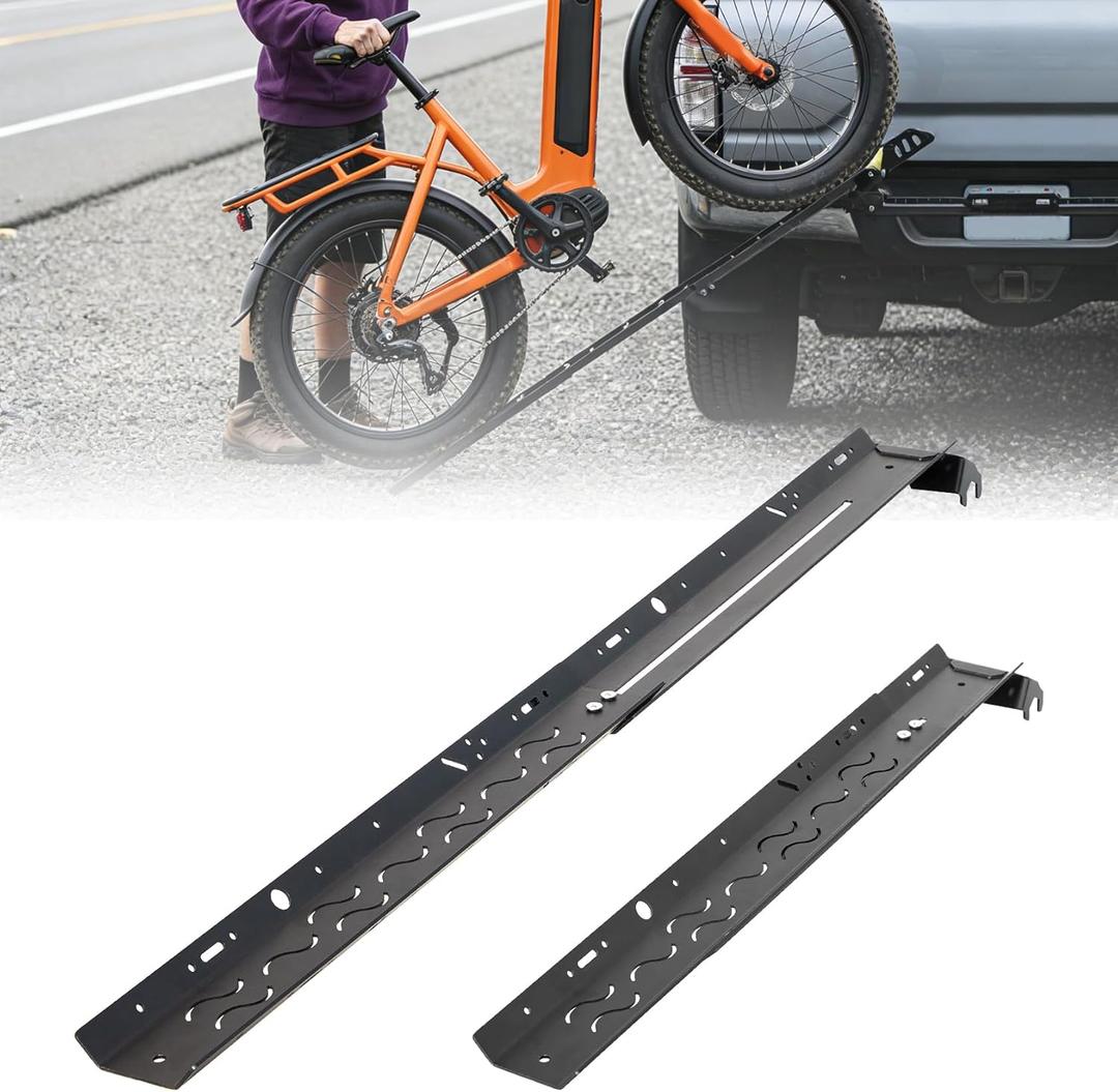 Heavy Duty Extendable Bike Ramp, Foldable Loading Ramp for Piston Pro/Pro X Rack, Fit for E-Bikes Fat Tires Mountain Bikes Mopeds, Compatible with Hitch-Mount Bike Rack Truck Trailer Tailgate