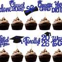 FoldTier Graduation Decorations 2026 100 Pcs Graduation Cupcake Toppers Congrats Grad Class of 2026 Cupcake Picks Toppers Diploma Supplies for Party Decorations(Blue)