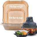 Air Fryer Liners for Ninja Crispi Air Fryer, Ninja Crispi Accessories for Ninja Crispy, 150Pcs Ninja Glass Air Fryer Liners, Crispi Air Fryer Parchment Paper Liners, Ninja Kitchen Appliances (5.5''+7.5'' Square)