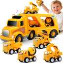 Nicmore Construction Truck Toddler Toys Car: Toys for 1 2 3 4 Year Old Boy 5 in 1 Carrier Toys for Kids Age 1-3 2-4| 18 Months 2 Year Old Boy Christmas Birthday Gifts
