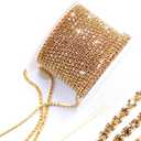 PEARLY JUN 10 Yards Gold Rhinestone Chain L.C.TOPZA Rhinestone Trim Crystal Artificial Stone Trim Cup Chain SS6 2mm Color Plated Cup Stitch Costume Decoration