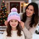 PinkSheep Toddler Winter Hat,Cute Girls Warm Beanie with Pom Pom and Fleece Lined Winter Hats,Fashion Kids Knit Beanies Cap
