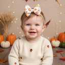 5 x Thanksgiving 4.5" Baby Girl Bows 3 Pack Soft Headband High Stretchy Hairbows Newborn Toddler (Beige&Turkey&Maple Leaf)