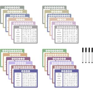 12 Pcs Word Search Cards for Dementia Game | Dementia Activities for Seniors | Alzheimer's Products for Dementia Patients | Games for Dementia Seniors| Reusable Large Print Word Search Books