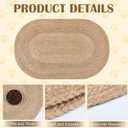 Tinideya Braided Jute Dog Bowl Mat 31 x 20 Inch Pet Food Rustic Mat Natural Cat Placemats for Food and Water Dish Oval Rug Non Toxic Feeding Mats for Pet Bowl or Farmhouse Decor