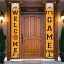 2 x Basketball Party Supplies Hanging Porch Sign - Sport/Basketball Birthday Party Decorations Favors Indoor Outdoor Welcome Banner Door Signs
