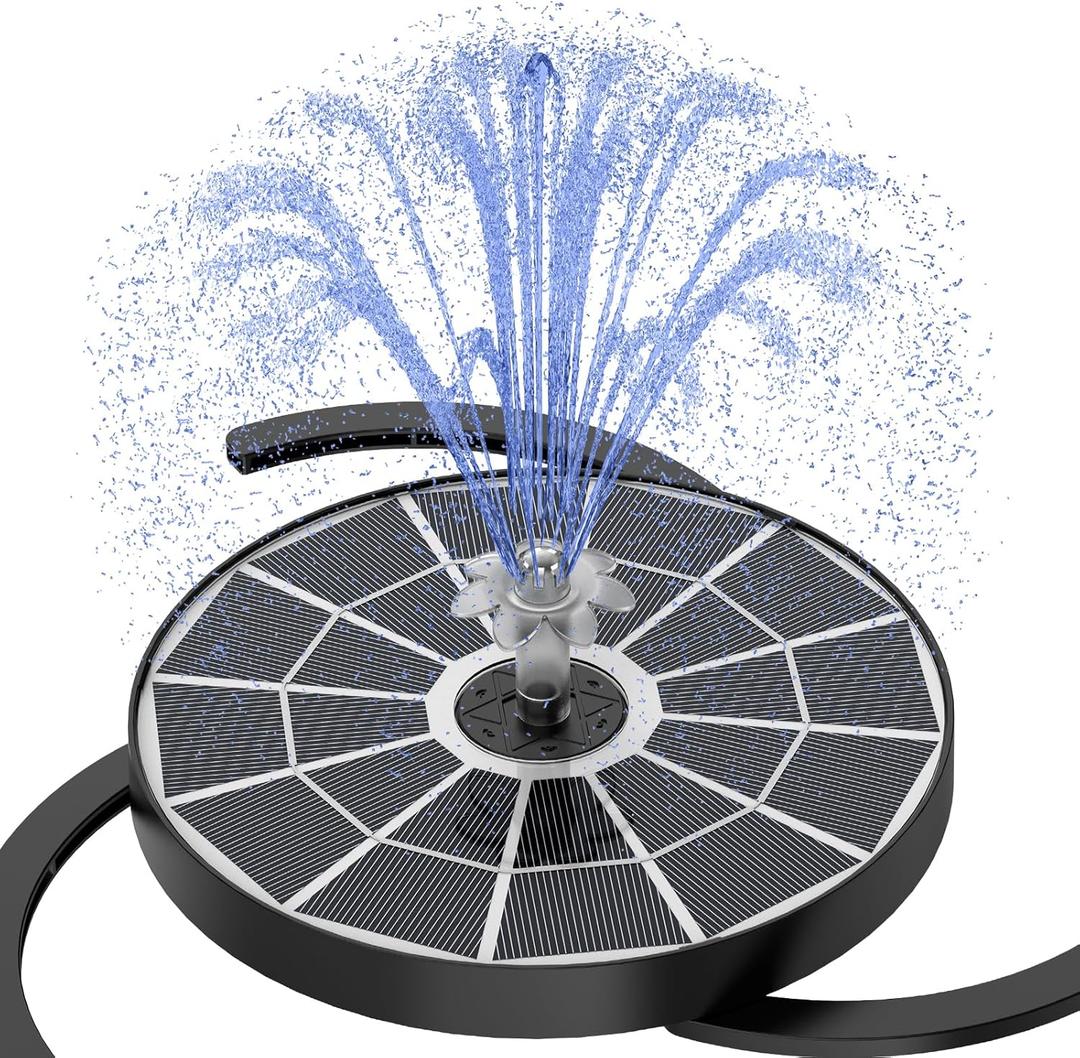 AISITIN 3.7W Solar Bird Bath Fountain Upgraded 6.3" Solar Glass Panel, Solar Powered Fountain Pump with Integrated Bracket & Storage for Bird Bath, Pond, Garden, Aquarium and Outdoor (Black)