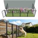 FXW Garden Fence Outdoor for the Yard  24in(H) x 15.2ft(L) Heavy Duty Metal Animal Barrier for Dog, No Dig Decorative Dog Fence, 8 Panels, Black