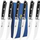 MAD SHARK Steak Knives Set of 6,Premium 12.6-inch Serrated Steak Knife Set,Ultra Sharp German High Carbon Stainless Steel Triple Rivet Collection 6-Piece Kitchen Steak Knife Set (STEAK KNIFE SET OF 6)