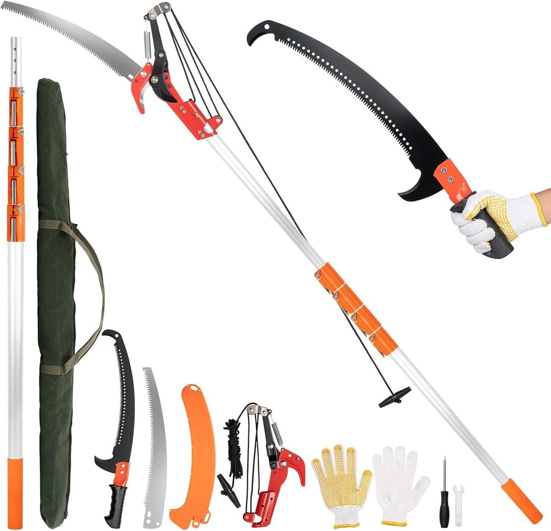 5-26 FT Manual Pole Saws for Tree Trimming, Tree Trimmer Long Handle Pruner with Telescoping Pole, Tree Pruner Extendable for Branch Cutter, Tree Trimmer, Shrub Trimmer