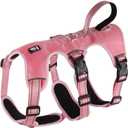 FEimaX Dog Harness No Pull Soft Padded Dog Vest with 3 Leash Clips and Easy Control Handle Reflective Adjustable No Choke Pet Harnesses for Medium and Large Dogs Training Walking (Pink, Small)