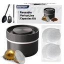 Reusable Pods Kit for Nespresso Vertuo, Refillable Coffee Pods with 100pcs Aluminum Covers Foil Seals Lids for VertuoLine Capsules, Compatible for VertuoPlus Espresso Machine (Pods not included)