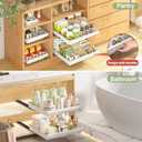 DOMNIU 2 Pack Pull Out Cabinet Organizers Expandable, Plastic Slide Out Drawers for Kitchen, Bathroom, Pantry, Under Sink Storage, Pull Out Drawers Fixed with Adhesive Nano Film (White, 11.6''-17.5'')