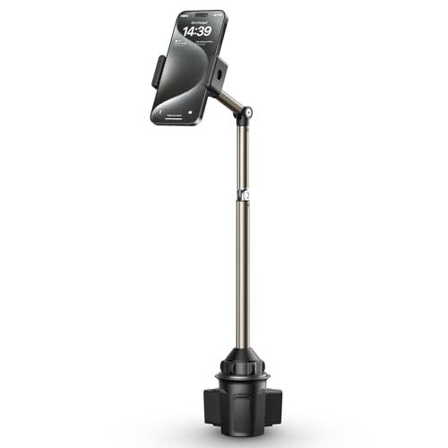 JSAUX Car Cup Holder Cellphone Mount, Metal Long-Arm Ultra Stable Phone Holder for Car Cupholders - Adjustable for iPhone 16 15 Pro Max 13 12 11, Samsung Galaxy S24 S23 Ultra, Google Pixel 9 Pro