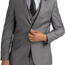 Men's 3-Piece Suits Slim Fit 1 Button Dress Suit Jacket Blazer, Pants & Vest Set , Gray, Size M