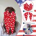 4th of July Large Patriotic Bow Hair Clips - American Flag Independence Day Hair Accessories for Girls, Toddlers, Kids, Little Girls