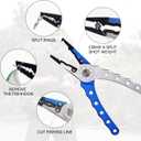 Fishing Pliers, 7.5 Inch, 420 Stainless Steel, Tungsten Carbide Cutters (Blue, 7 inch)