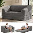 cidludto Boneless Loveseat Sleeper Folding Futon Sofa Bed, Convertible Small Boneless Couch with Pull Out Handle, Oversized Bean Bag Sofa for Living Room Bedroom, Loveseat-54''