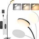 168 LED Floor Lamp with Remote Control, 2-in-1 Convertible Floor/Desk Lamp, 360 Adjustable Gooseneck, [3 Color Temperatures & 10 Brightness Levels], 10W USB Powered, Memory Function (Black with Remote)