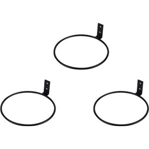 TQVAI 6 inch Flower Pot Holder, Wall Planter Ring Hanger, Wall Mounted Pot Hook Bracket, 3 Pack, Black