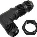 10AN Male to Male 90 Degree Bulkhead Flare Fitting Union Adapter Aluminum Black