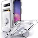 Shields Up for Samsung Galaxy S10 Case, Galaxy S10 Case, Minimalist Wallet Case with Card Holder [3 Cards] & Ring Kickstand/Stand, [Drop Protection] Slim Protective Cover for Samsung S10 - Clear