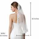 Wedding Veil Lace 1 Tier Cathedral Length Fingertip Length Bride Veil with Metal Comb, 30 in Off White