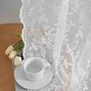 FINECITY White Lace Curtains 72 Inches Long for Bedroom, Country Leaf Floral Design Lace Curtain 2 Panels, Rod Pocket Vintage Privacy Window Sheer Lace Curtains, 42 x 72 Inch, 1 Pair, White