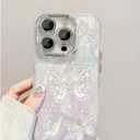 2 x for iPhone 16 Pro Max Butterfly Design Case, Cute Bling Shiny Glitter Camera Shockproof Protective Phone Cases Cover for Women Girls (Blue)