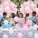HILAVO Pink Bow Balloons, 12 Inch Pastel Light Pink Transparent White Bow Print Coquette Balloon for Girls Women Birthday Bachelorette Party Bridal Baby Shower Wedding Anniversary Decorations Supplies