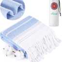 Antfuny Turkish Beach Towels Vacation Essentials Quick Dry Sand Free Soft Absorbent Adult Oversized Bath Pool Swim Long Wide Stripe Towel Sound Cloud Linen Mat Summer Thing Lightweight Thin Blue