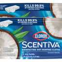 Clorox Scentiva Disinfecting Wet Mop Pad, Disposable Mop Heads, Coconut and Waterlily, 2 Packs, 24 Wet Refills Per Pack