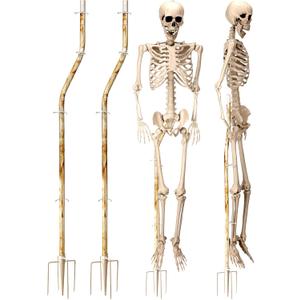 Briwooody 2 Pcs Skeleton Stand Pose N Stay Metal Stand for 5.4 FT Tall Skeletons Halloween Decor Accessories(Prongs Base)