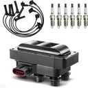 Set of 1 FD480 Ignition Coil Pack & 6 PCS Spark Plugs with Wire Set Compatible with Mazda B3000 Ford Mustang Ranger Mountaineer 1900-2011 2.5L 3.0L 3.2L 4.0L V6 Replacement for DG452 FD490