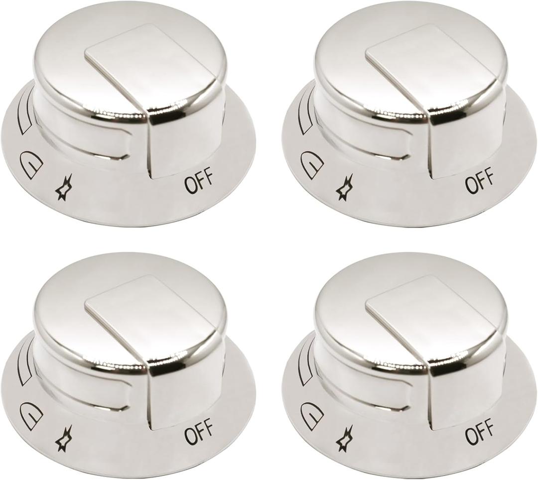4Pack 318569904 Cooktop Burner Control Knob Compatible with Frigidaire Electrolux Replaces 3514026 AP5809436 PS9495257 EAP9495257