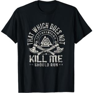 Viking Warrior That Which Doesnt Kill Me Veteran shirt T-Shirt (Small, Black)